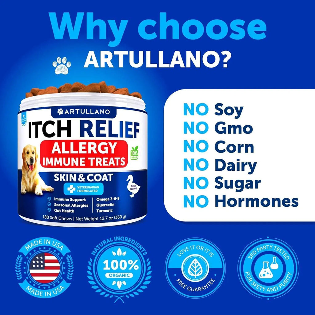 Do Not Sell On Amazon Dog Allergy Relief Chews Itching Skin Relief For Dogs Fish Oil 3 Seasonal Allergies Pills Skin & Coat Anti ItchHot Spots Treatment Canine Immune Health Supplement 180 Soft Treats