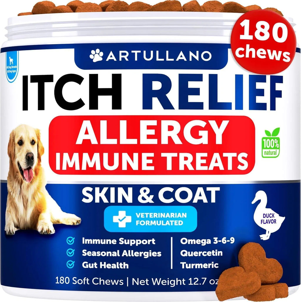 Do Not Sell On Amazon Dog Allergy Relief Chews Itching Skin Relief For Dogs Fish Oil 3 Seasonal Allergies Pills Skin & Coat Anti ItchHot Spots Treatment Canine Immune Health Supplement 180 Soft Treats